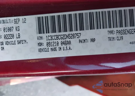 2013 Chrysler 200 Limited из США, поврежденный, VIN 1C3CCBCG2DN528757